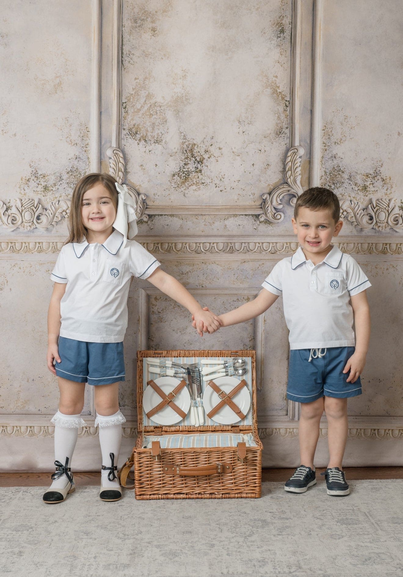 Baby Boys | and Pima Cotton Polo Top and Shorts Set | White & Navy