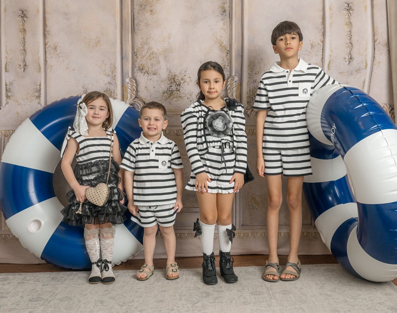 Baby Girls | Monaco and Striped Dress | Black & White