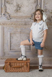 Baby Boys | and Pima Cotton Polo Top and Shorts Set | White & Navy