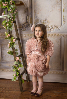 Girls blush pink skirt featuring all over 3D florals