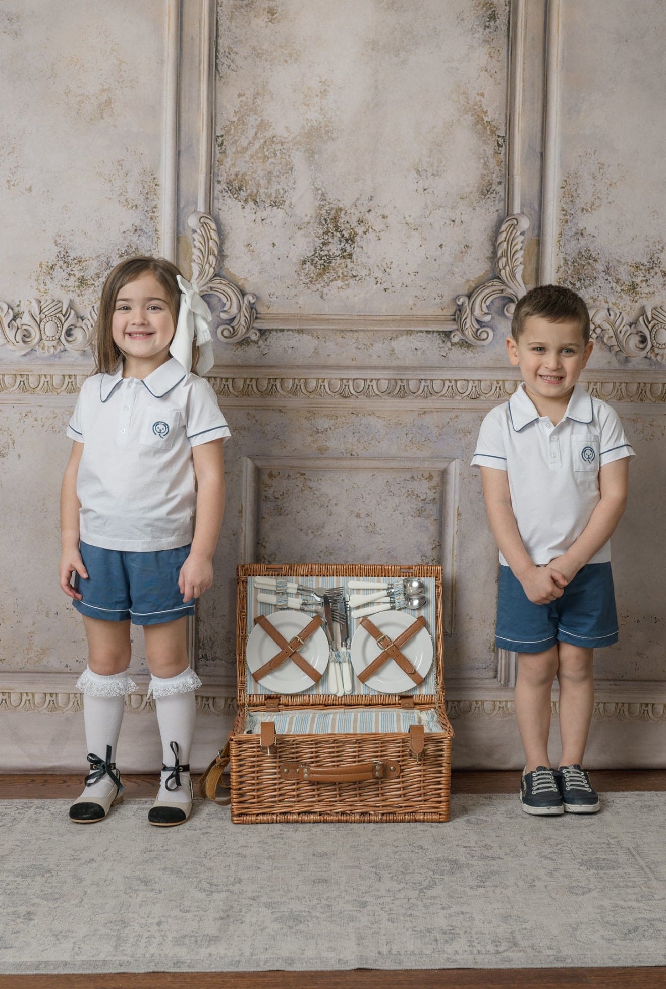 Baby Boys | and Pima Cotton Polo Top and Shorts Set | White & Navy