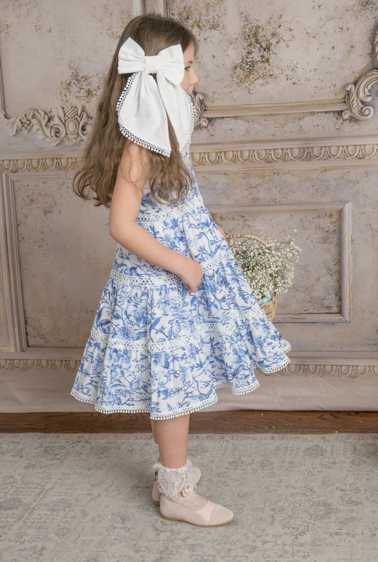 Baby Girls | Jaylin and Linen Sleeveless Summer Dress | Blue & White