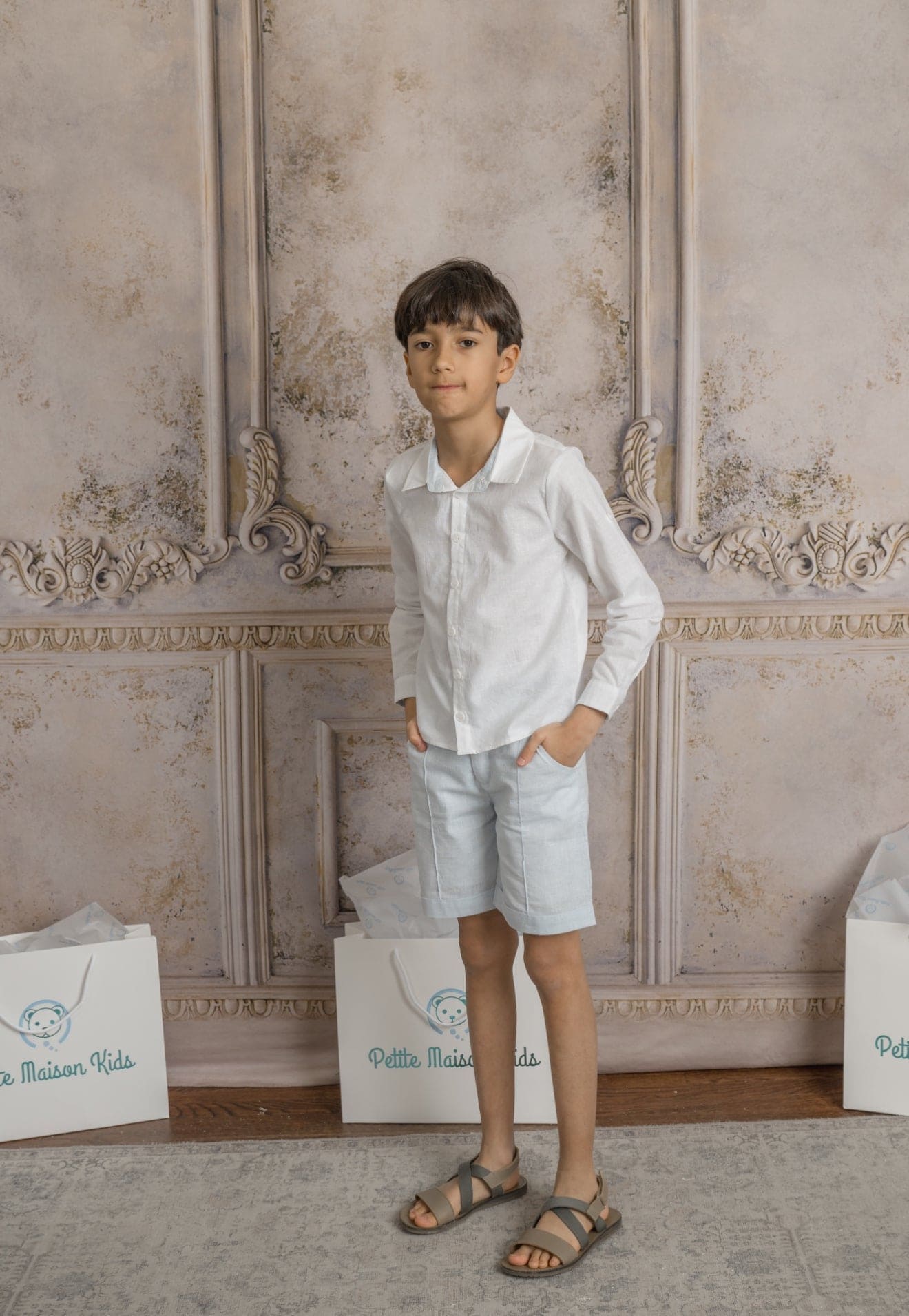 Boy | Charlotte Baby Blue Boys' Button Down Shirt | White