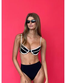 Full Coverage Underwire Bikini Top | Black x Off White