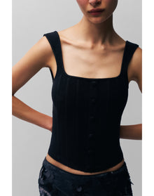 Full Length Knit Corset | Black