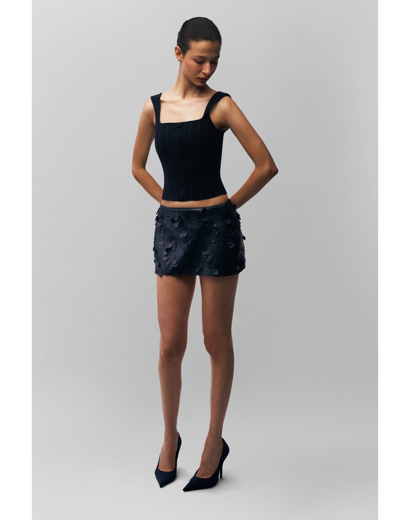Full Length Knit Corset | Black