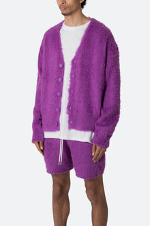 Fuzzy Cardigan Sweater | Purple