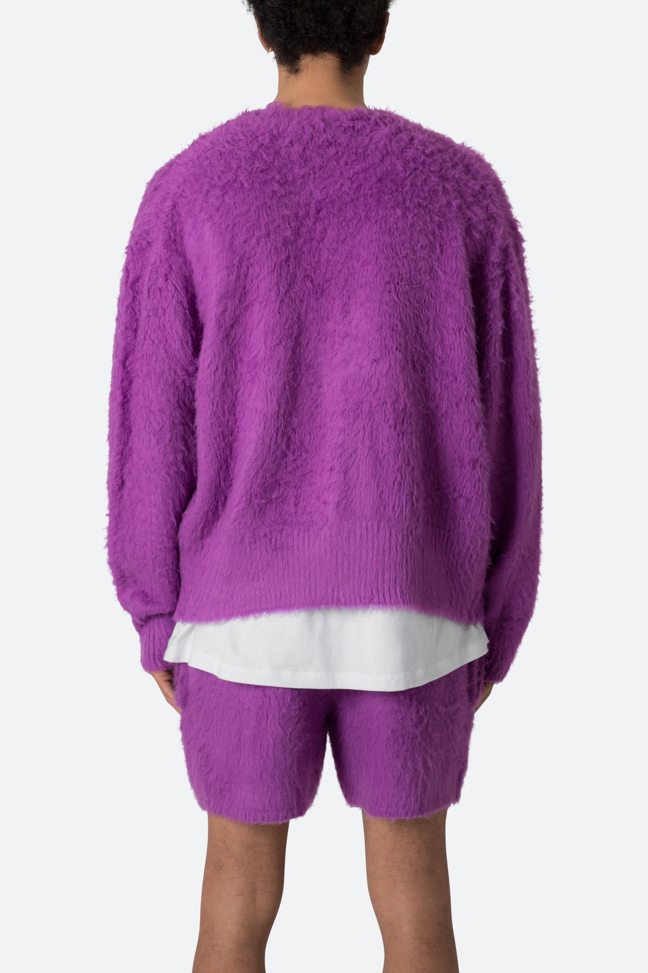 Fuzzy Cardigan Sweater | Purple