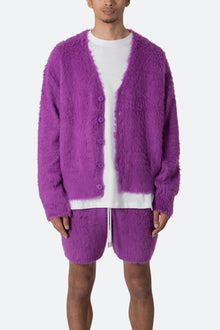 Fuzzy Cardigan Sweater | Purple