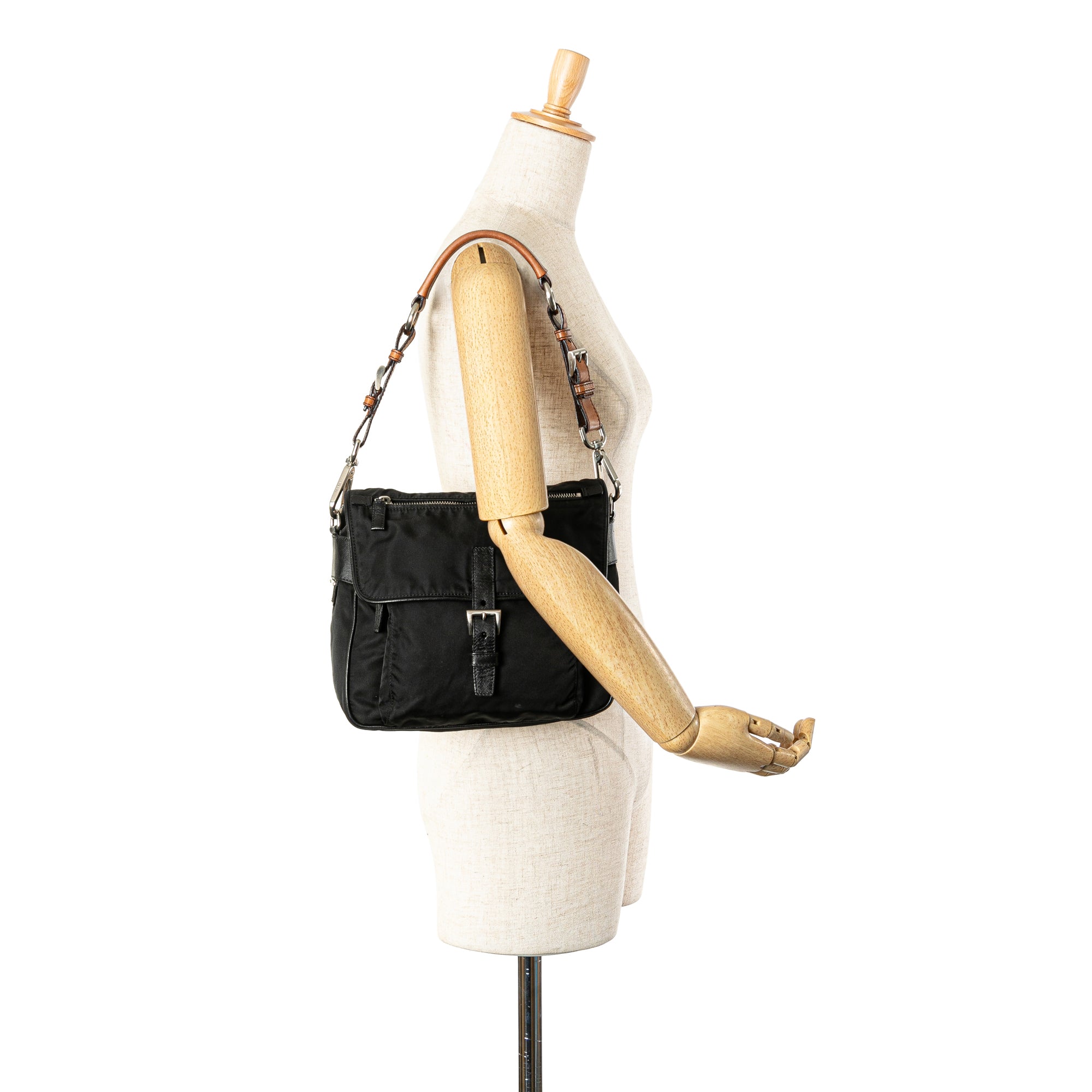 Prada | Pre-Owned Tessuto Shoulder Bag | Black
