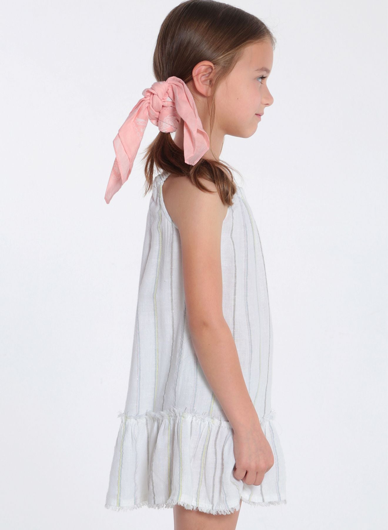 Frayed Ruffle Sun Dress | White