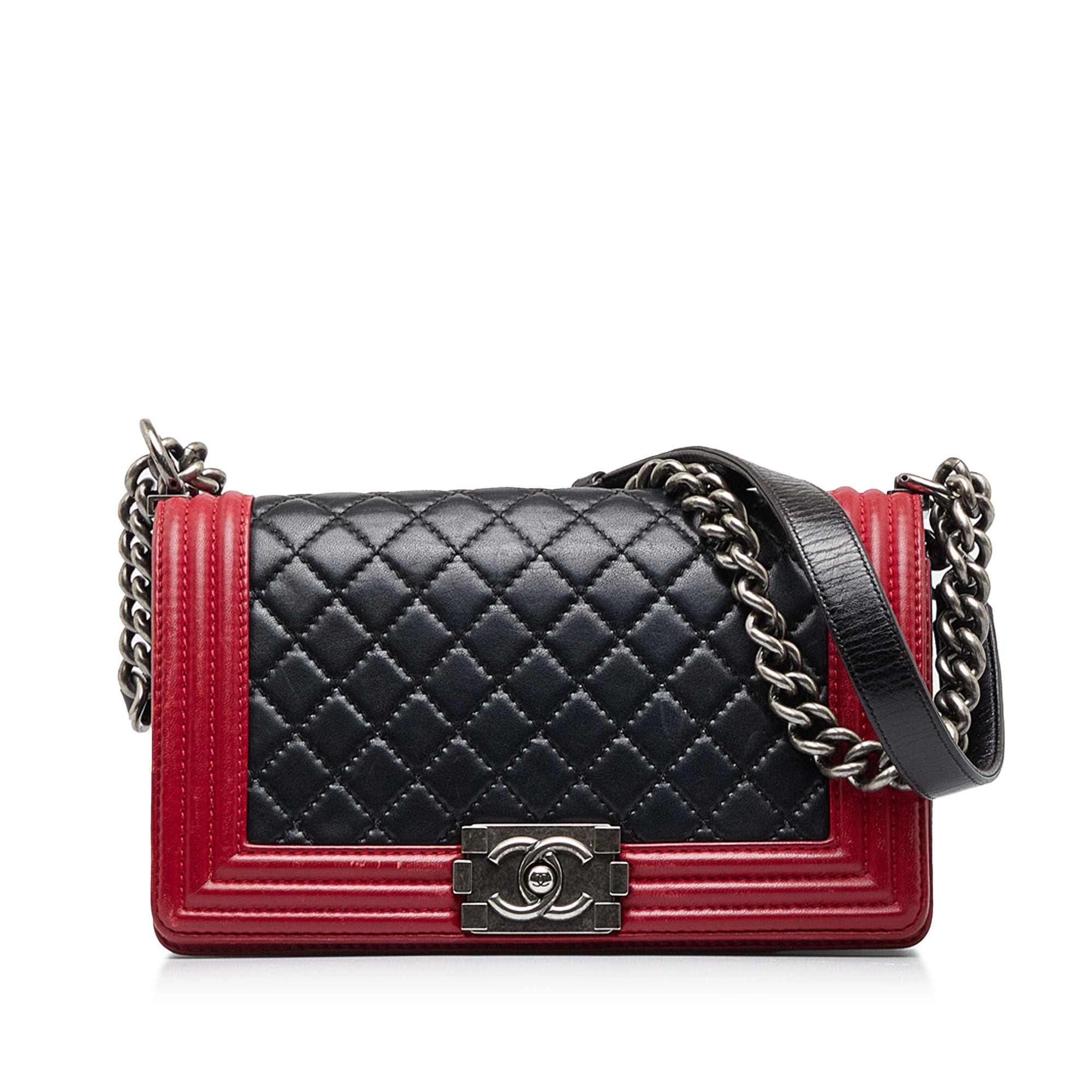 Chanel Pre-Owned Medium Bicolor Lambskin Boy Flap | Women | Black