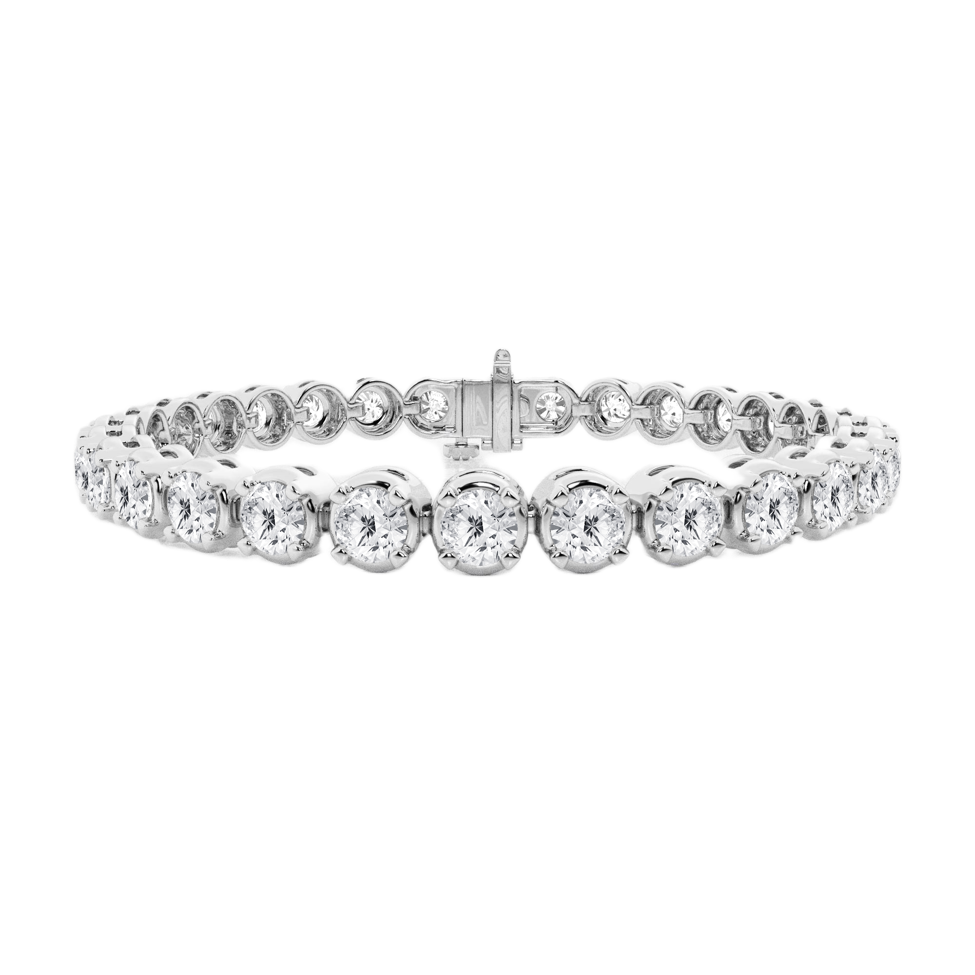 Womens | Tennis Bracelet | 14K White Gold | 12 CTW Round Cut Natural Diamond | G-H-I1