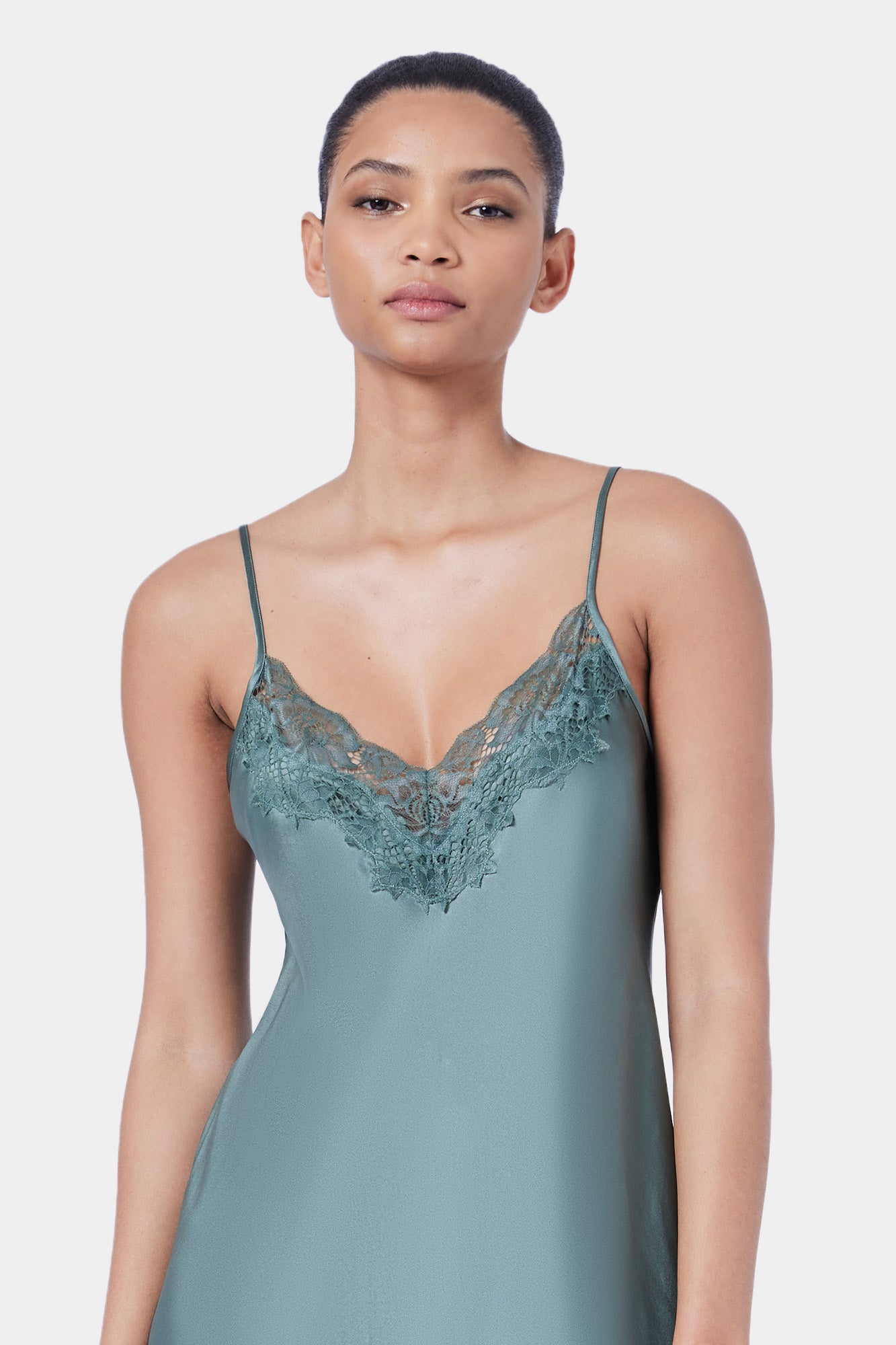 Silk Lace Chemise | Moss
