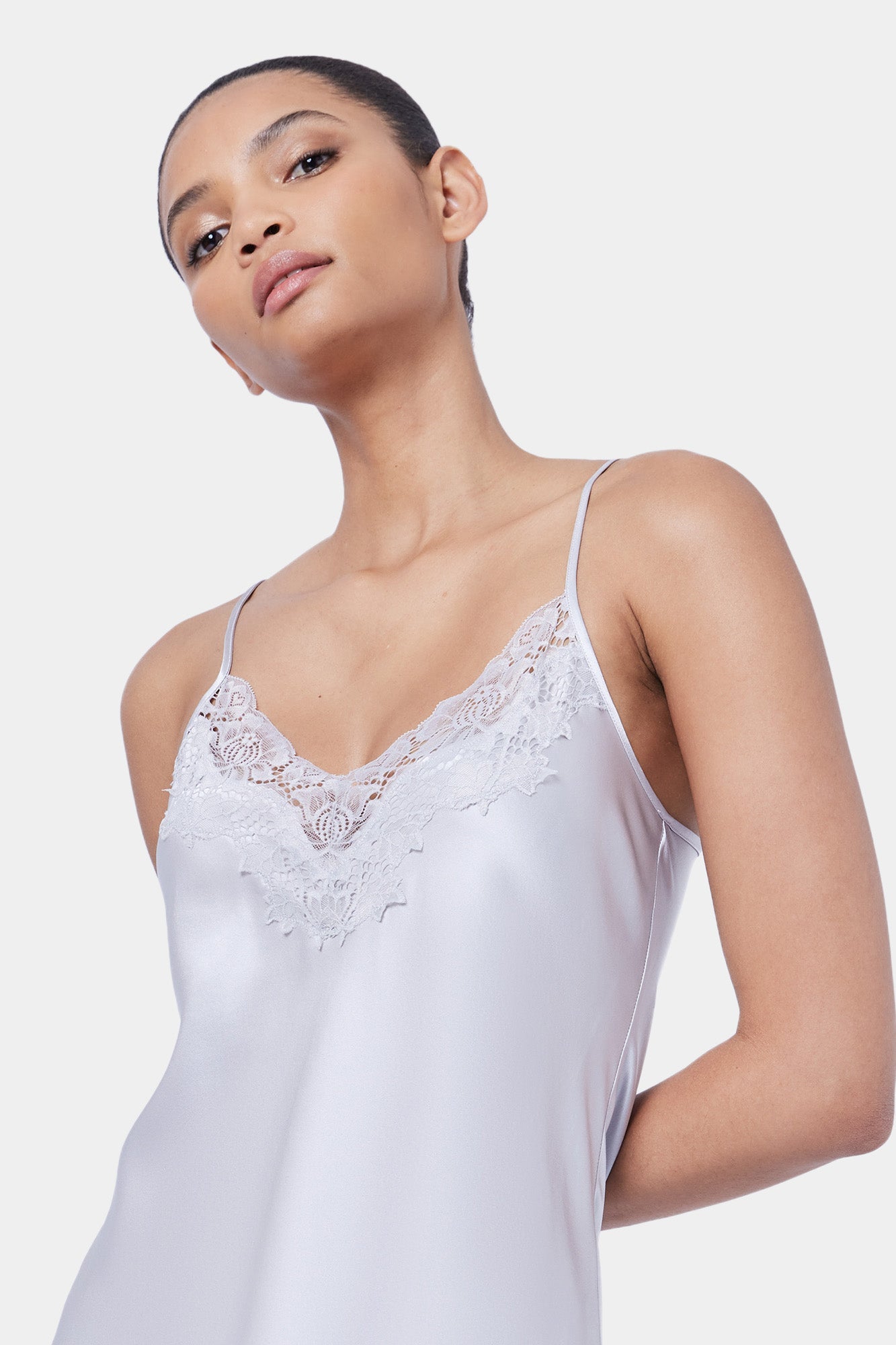 Silk Lace Chemise | Silver