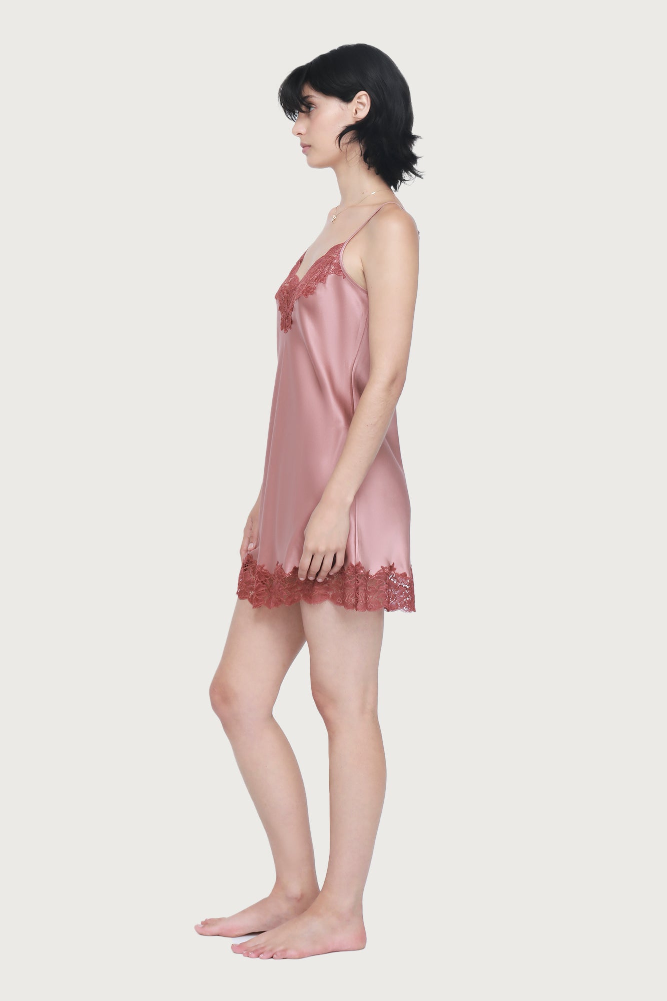 Silk Lace Chemise by Ginia in Mauve