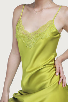 Silk Lace Slip by Ginia in Chartreuse 