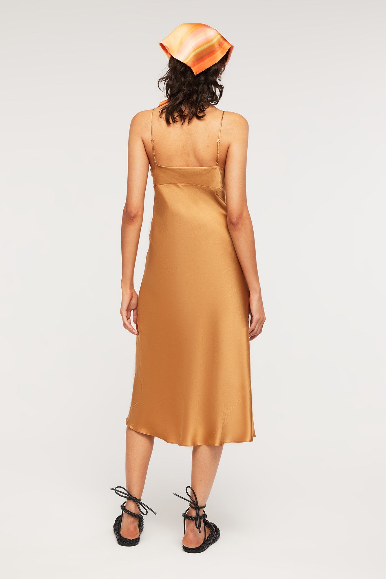 Silk V Neck Slip | Caramel