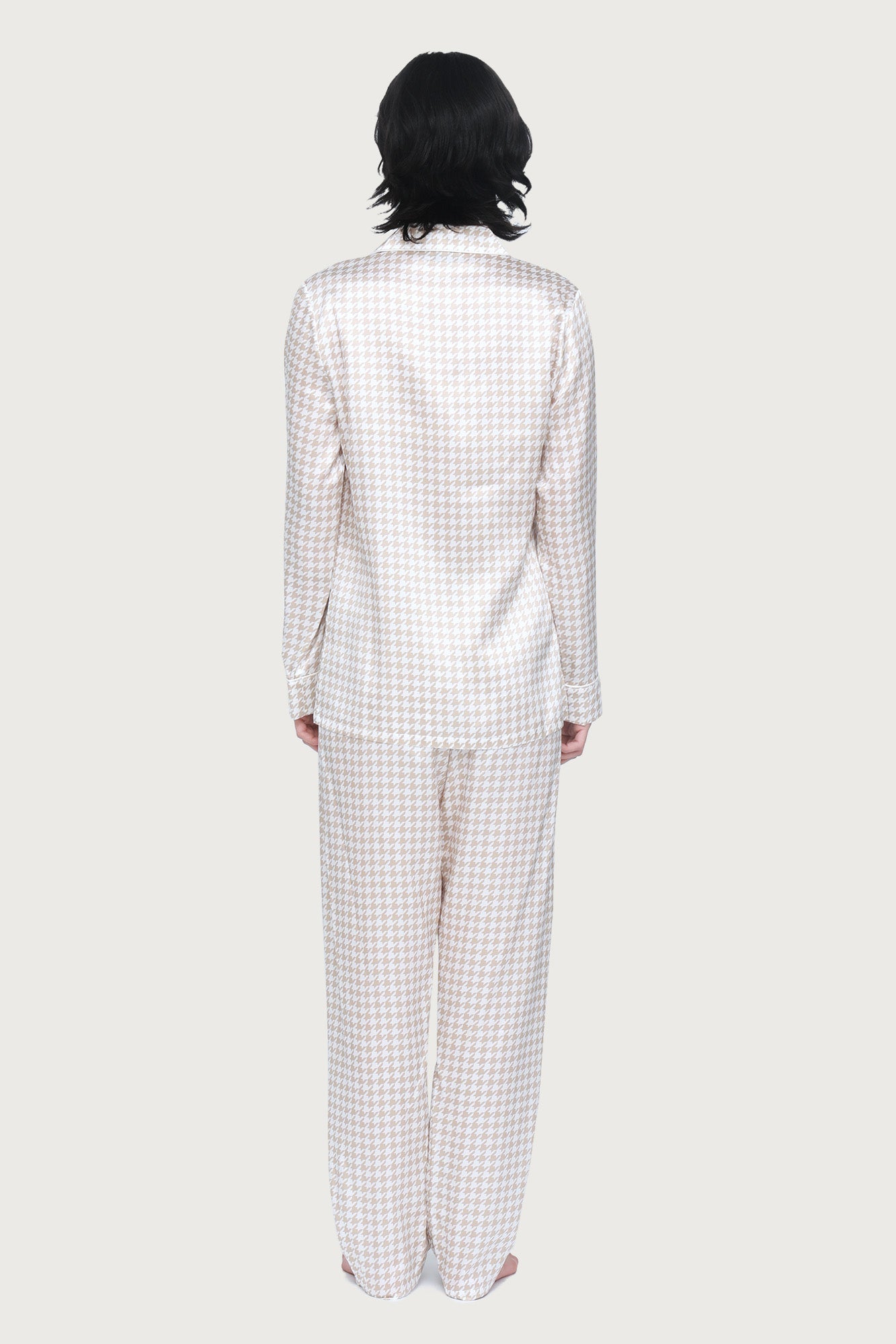 The Fine Finishes Pyjama By GINIA In Mink Houndstooth