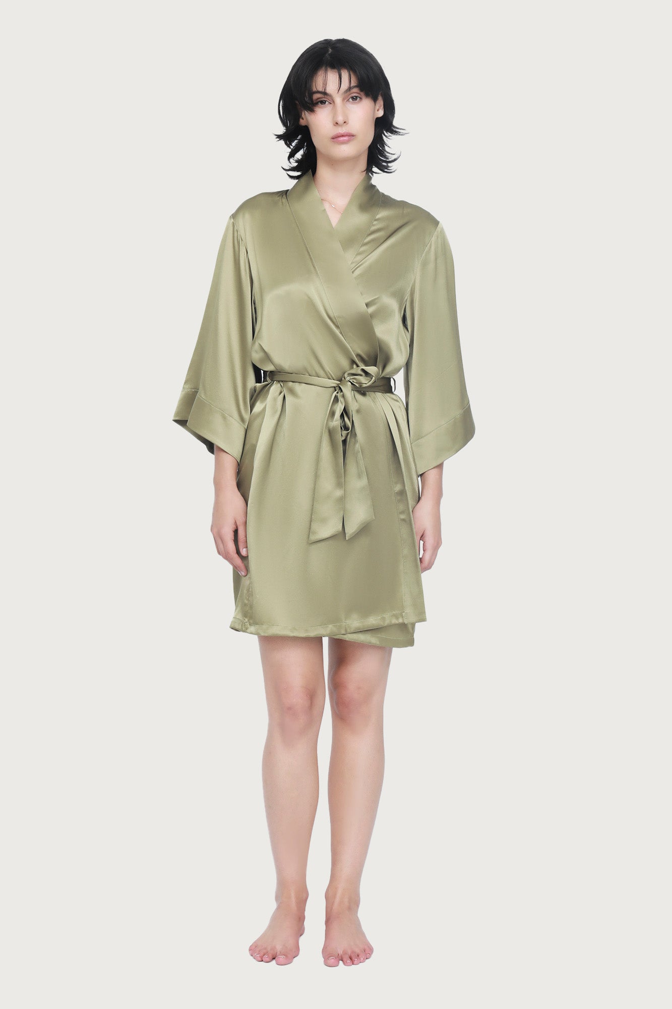 Silk Wrap Gown | Khaki