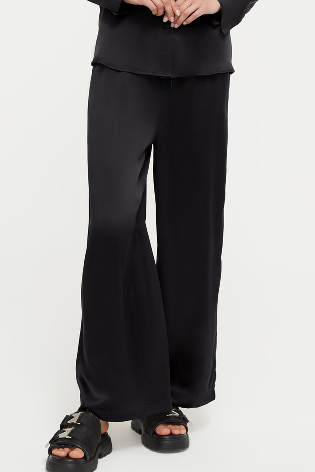 GINIA Isla Pant in Black - 100% 19mm Silk Grade 6A