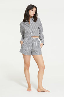 The Franca Stripe Short By GINIA In Black & White Stripe