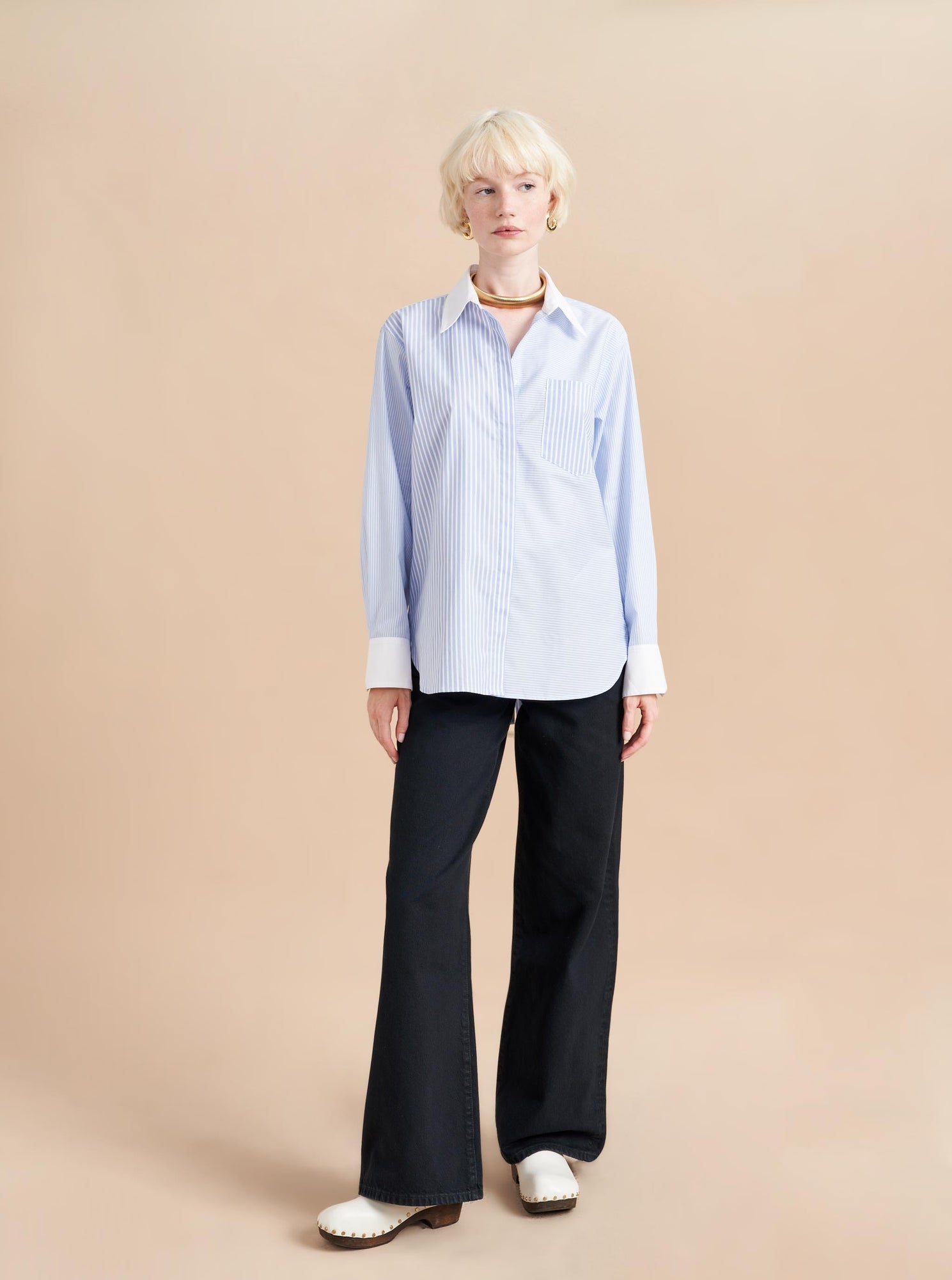 Gemma Shirt | Lt Blue x White Stripe