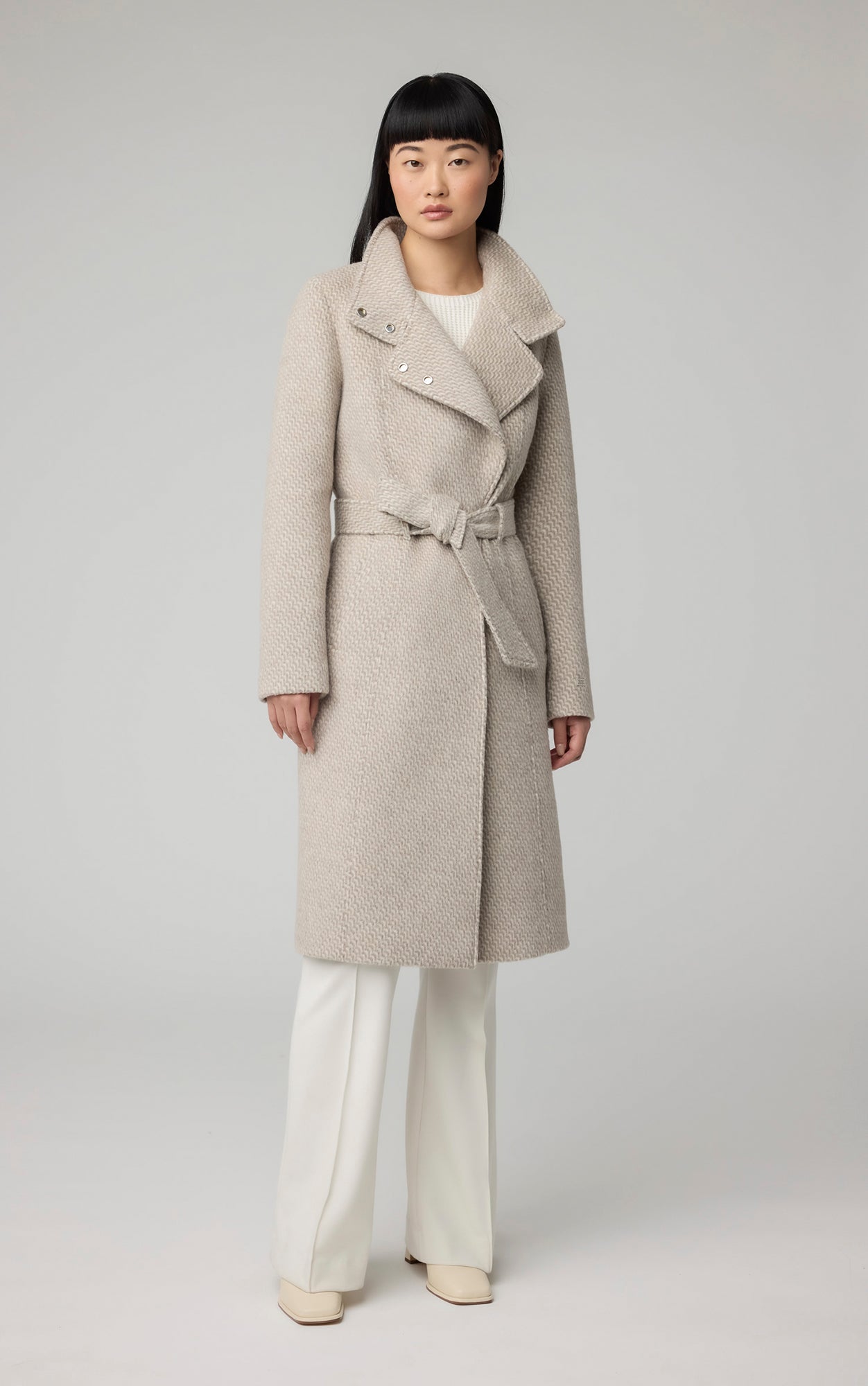 Genie Semi-Fitted Novelty Wool Coat With Belt | Hush