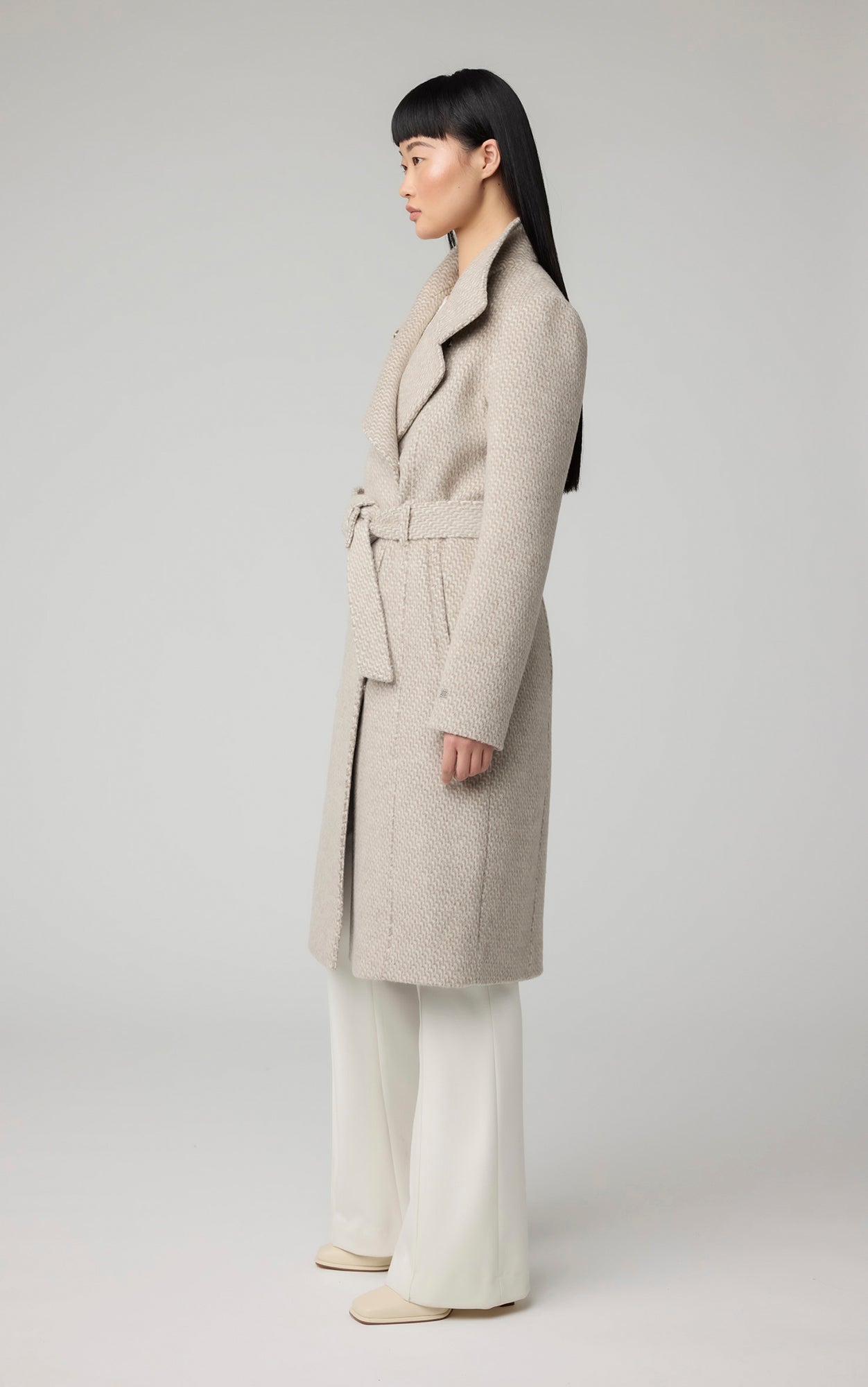 Genie Semi-Fitted Novelty Wool Coat With Belt | Hush