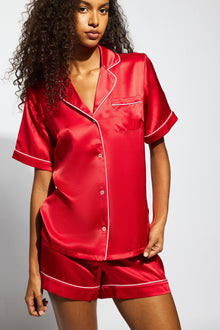 Fine Finishes Short Pajama | Chilli Red With Candy Pink
