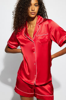Fine Finishes Short Pajama | Chilli Red With Candy Pink