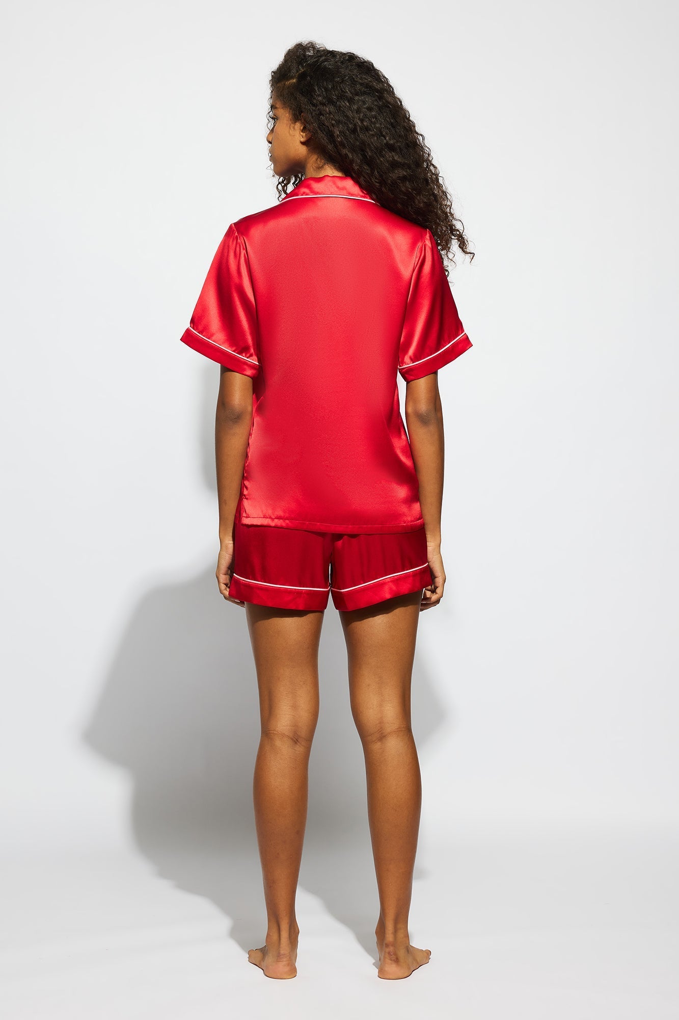 Fine Finishes Short Pajama | Chilli Red With Candy Pink