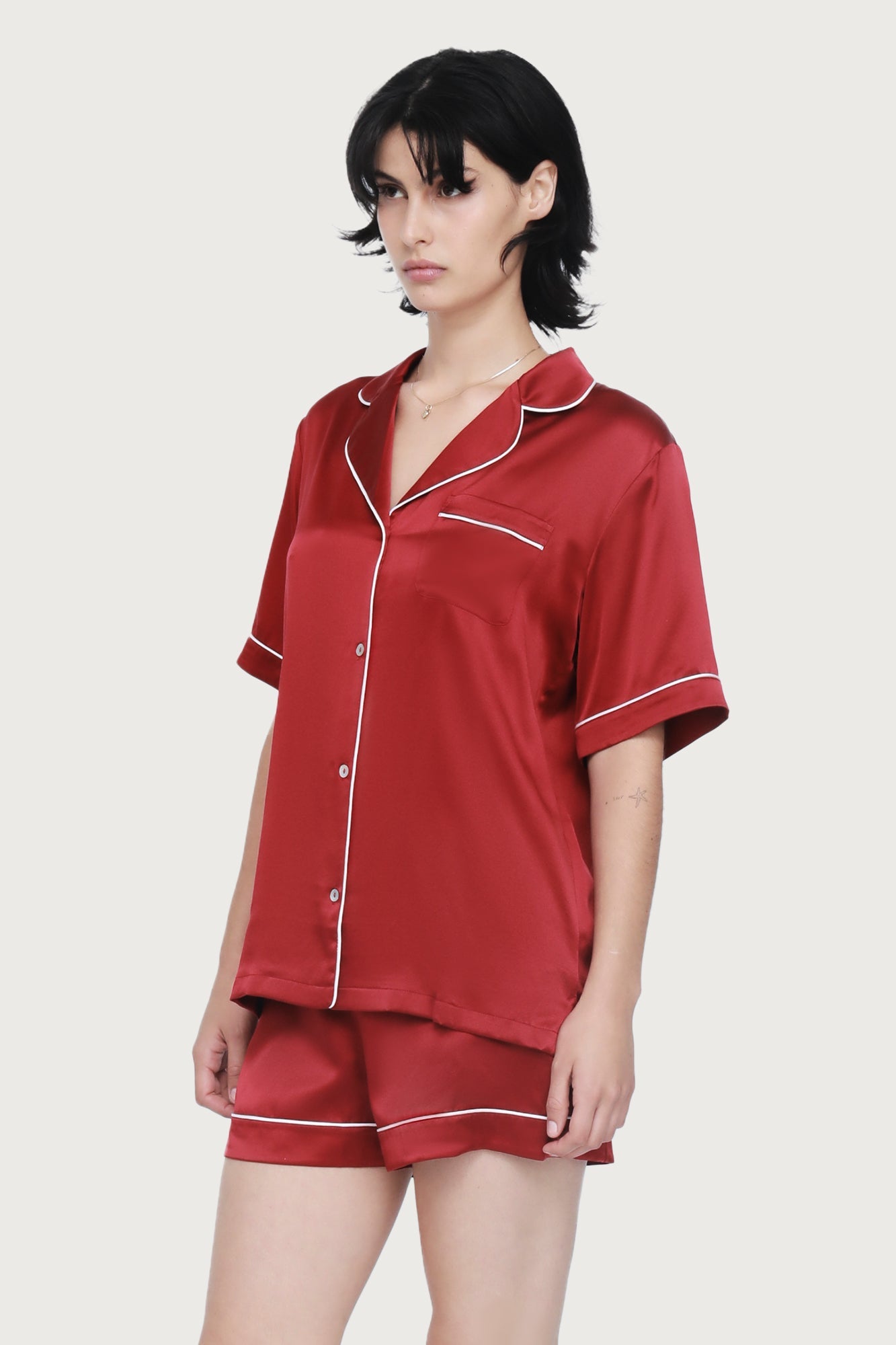 The Fine Finishes Short Pajama By GINIA In Red