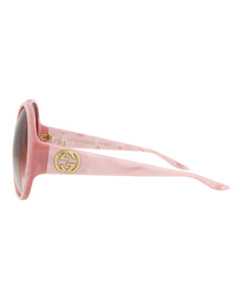 Gucci Round Acetate Sunglasses | Pink