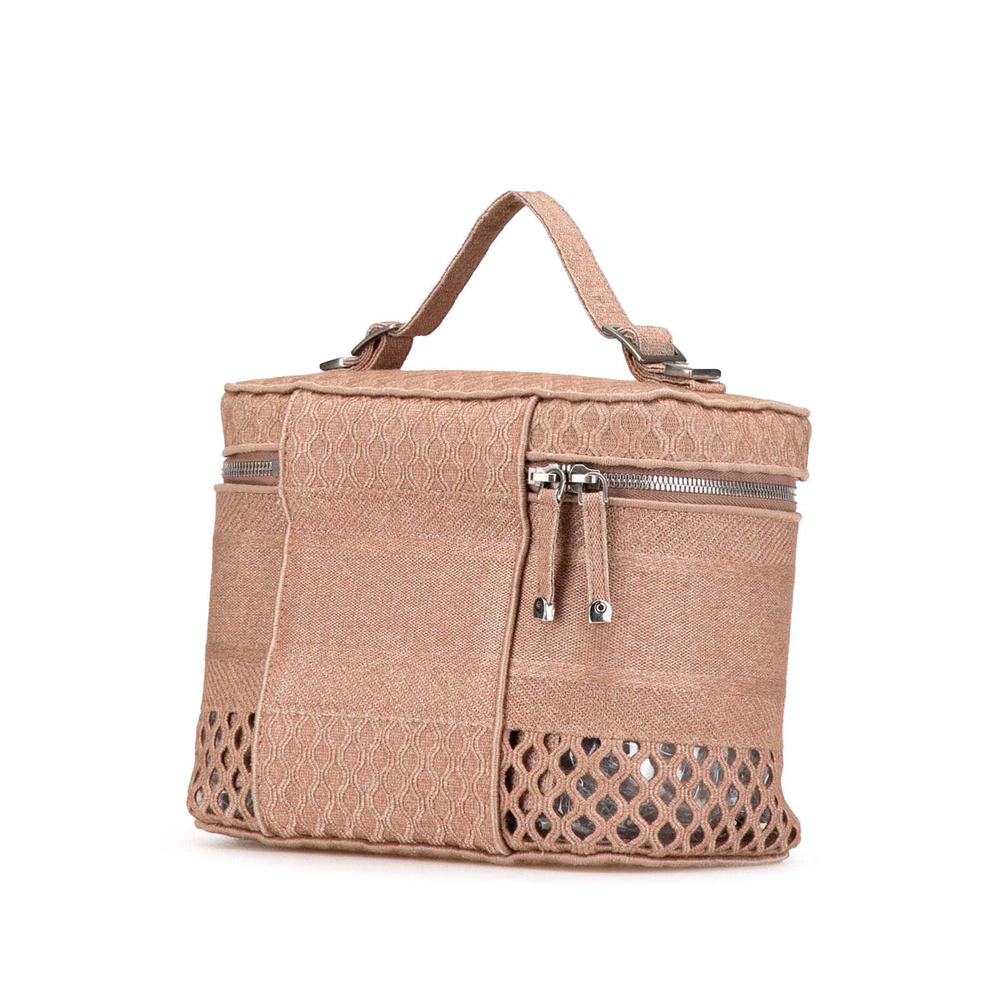 Dior | Pre-Owned Mesh Embroidered Diortravel Vanity Case | Pink