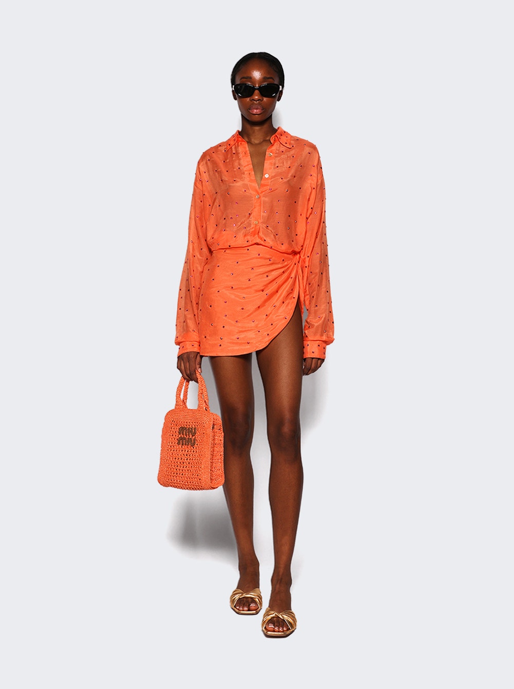 Women | Oséree | Gem Mini Wrap Skirt | Peach