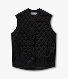 Another Tomorrow Satin Gilet in Black – Satin Women's Jacket