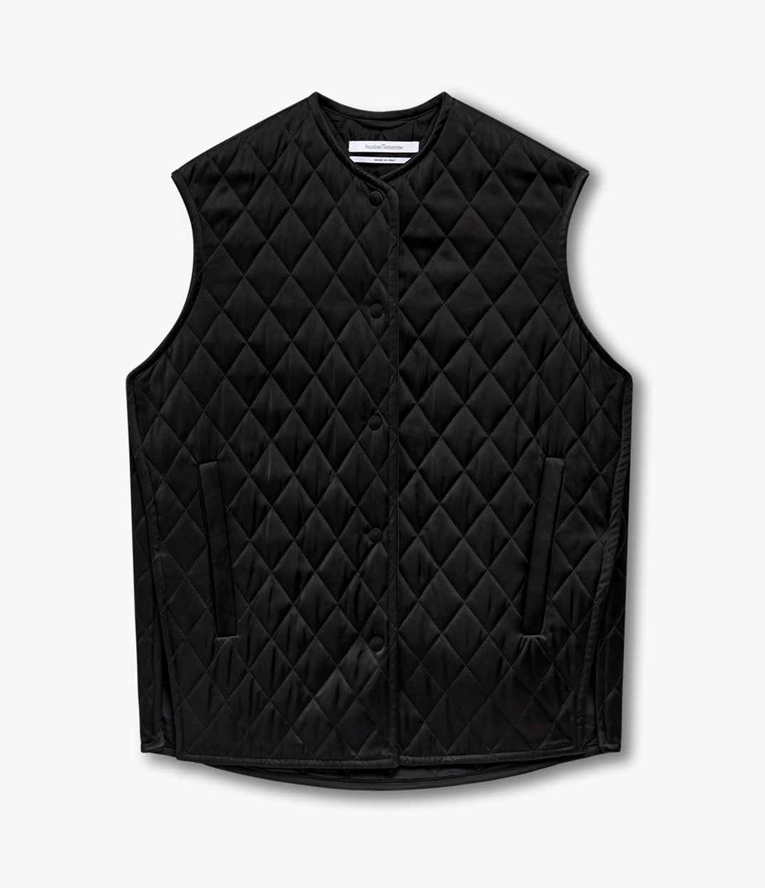 Another Tomorrow Satin Gilet in Black – Satin Women's Jacket
