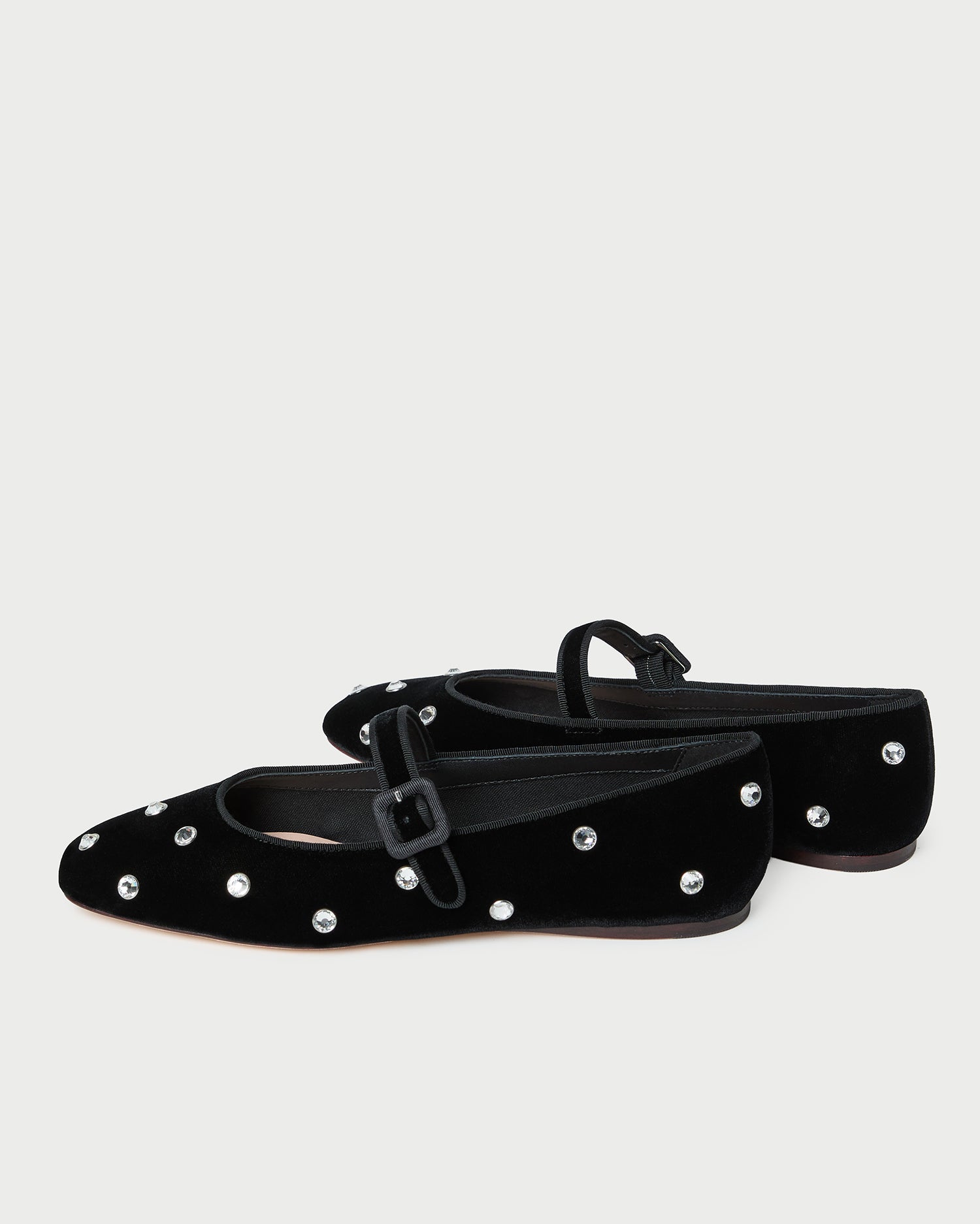 Ginger Black/Crystal Velvet Mary Jane in black velvet with crystal accents.