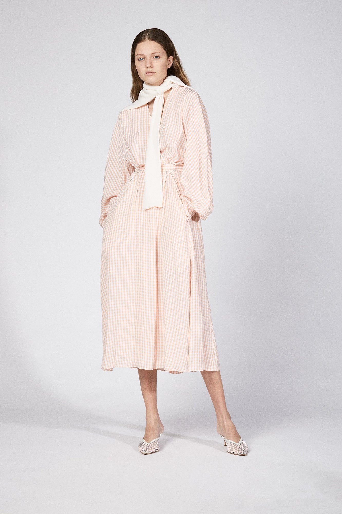 Gingham Wrap Front Dress Peach - Scanlan Theodore US