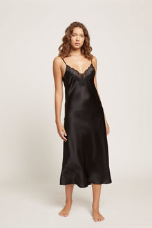 Silk Slip with Lace | Black