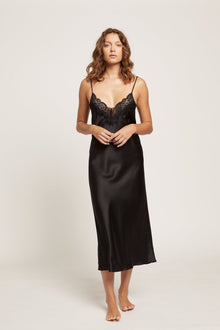 Silk Slip with Lace | Black