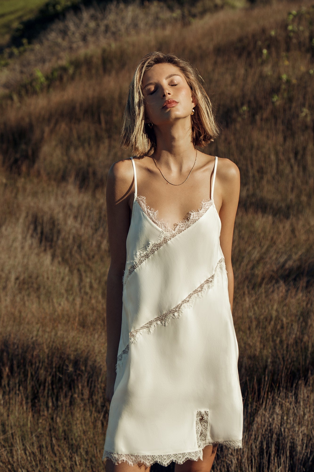 GINIA Silk Blend Lace Chemise