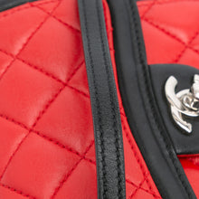 Chanel | Pre-Owned Mini Square Lambskin Graphic Flap Crossbody | Red/BlackBlack