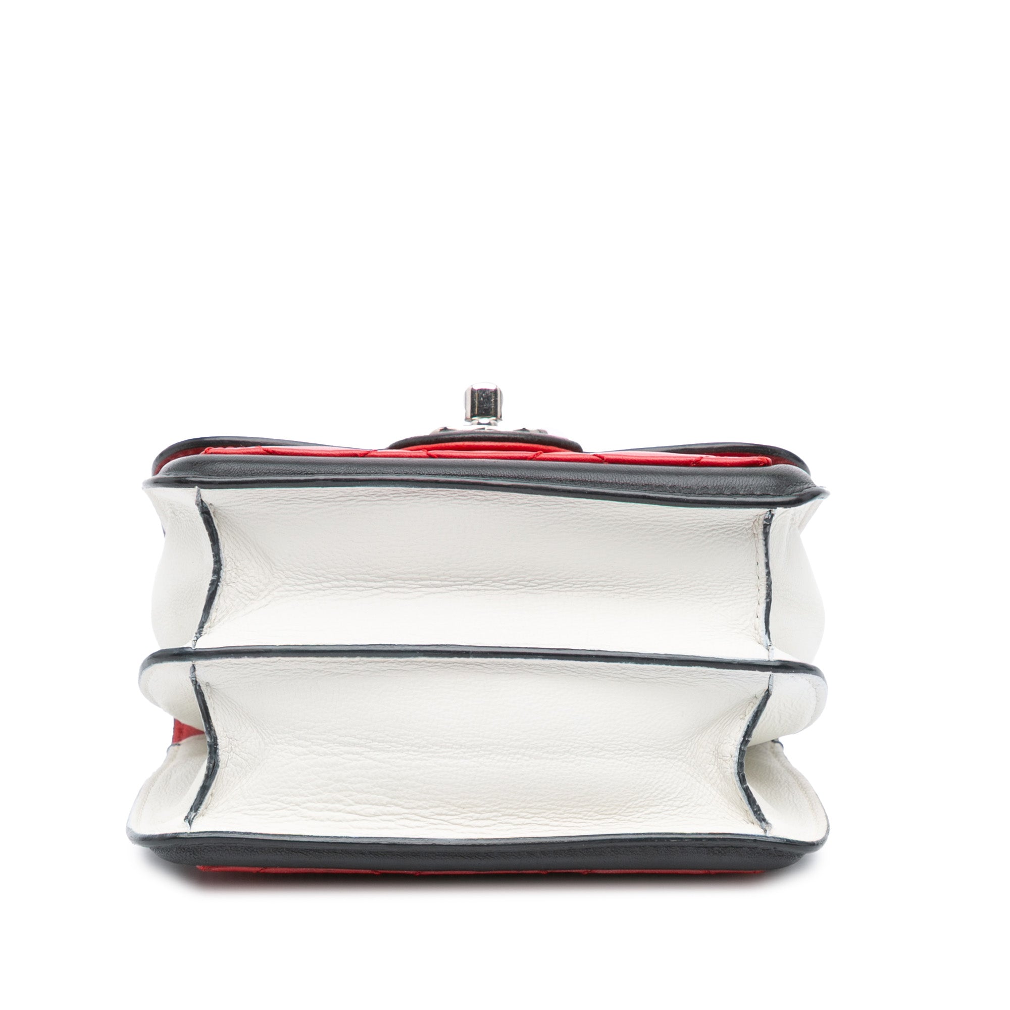 Chanel | Pre-Owned Mini Square Lambskin Graphic Flap Crossbody | Red/BlackBlack