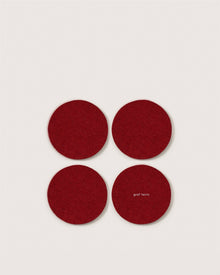 4 Pack Solid | Bierfilzl Merino Wool Round Coaster | Cherry
