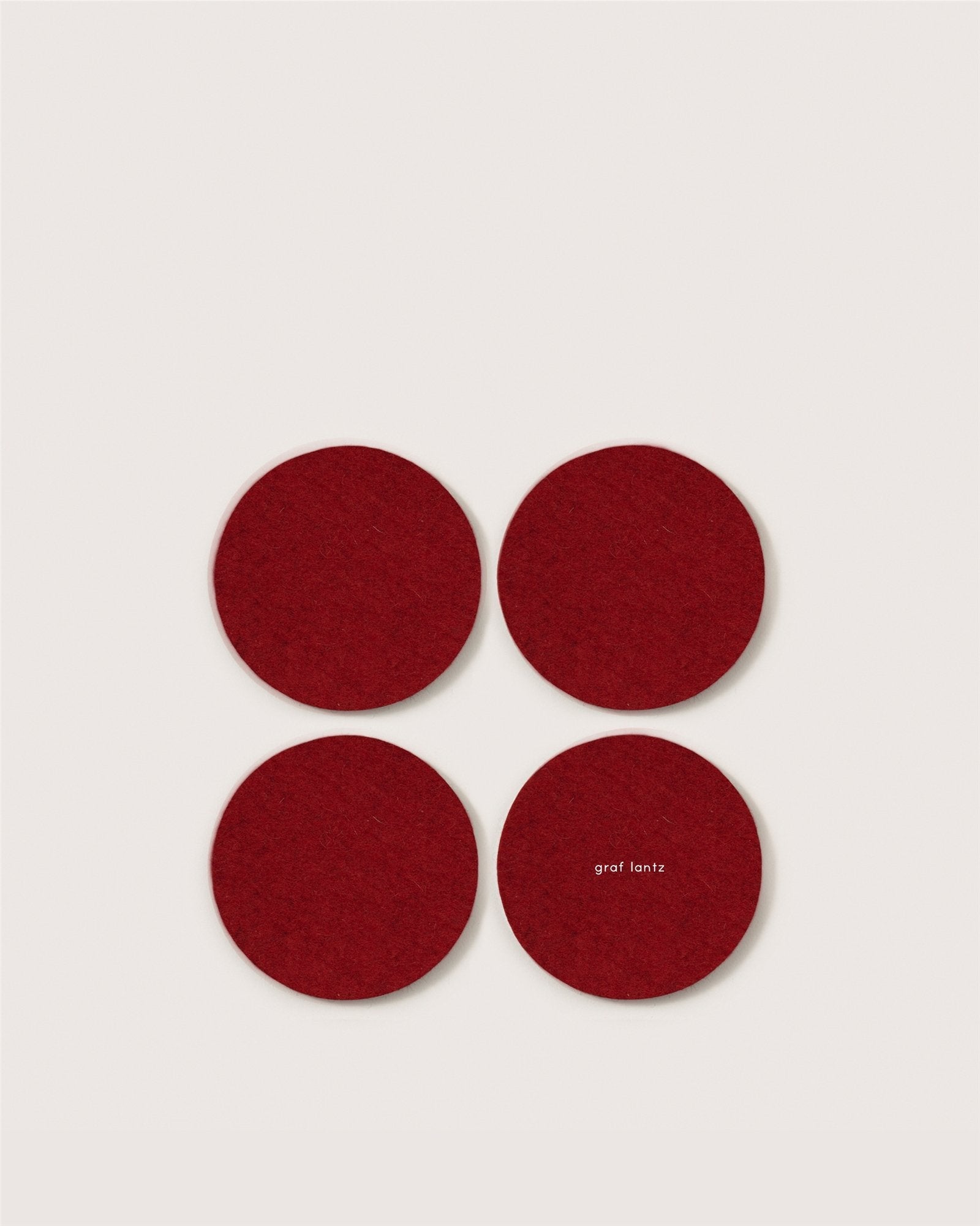 4 Pack Solid | Bierfilzl Merino Wool Round Coaster | Cherry