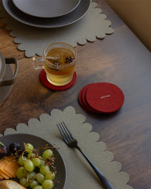 4 Pack Solid | Bierfilzl Merino Wool Round Coaster | Cherry