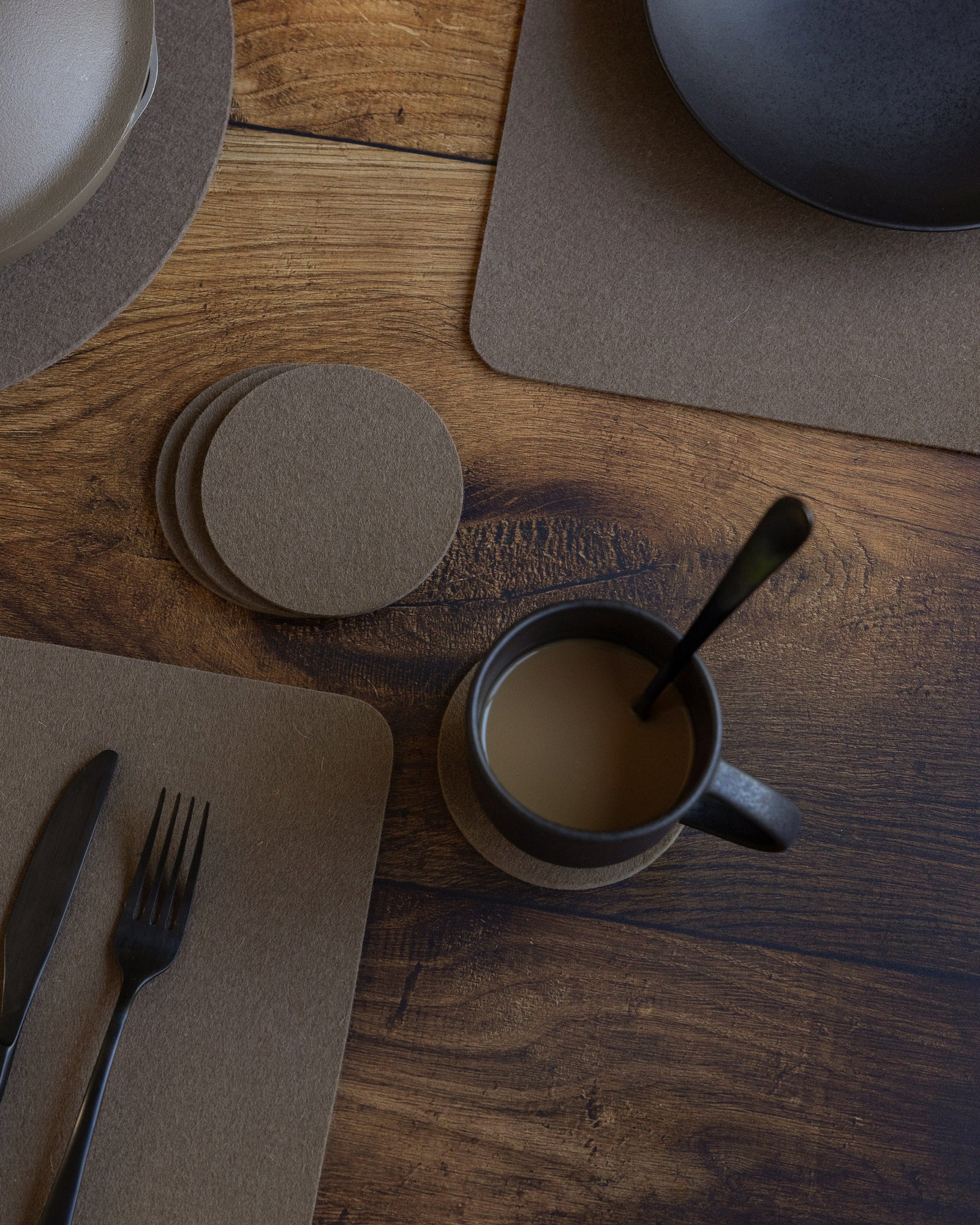4 Pack Solid | Bierfilzl Merino Wool Round Coaster | Cumin