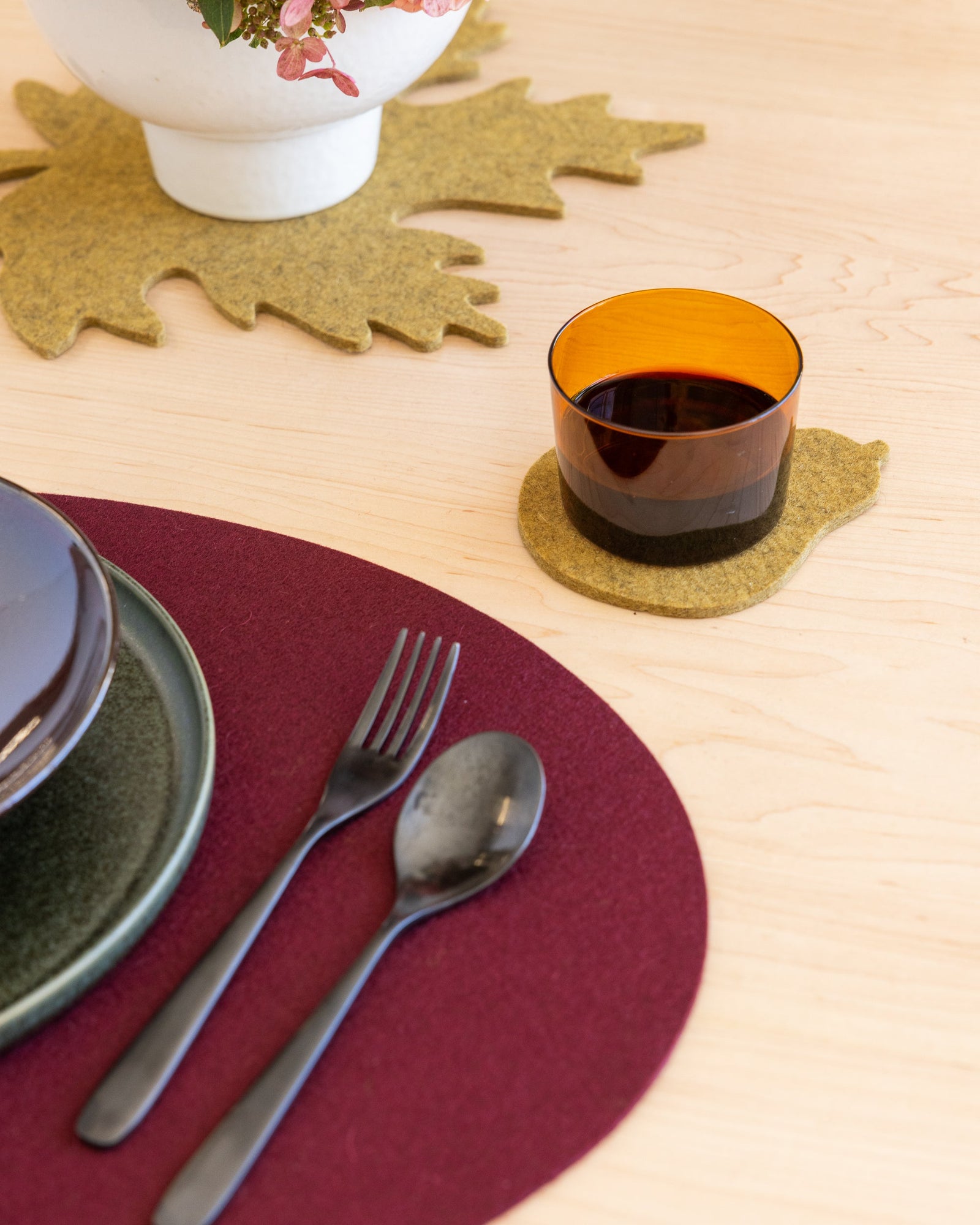 4 Pack Solid | Merino Wool Gourd Coaster | Ochre